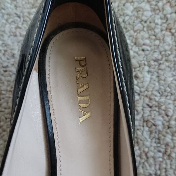 Prada Black patent leather Wedge Heels size 7.5 - Picture 3 of 7